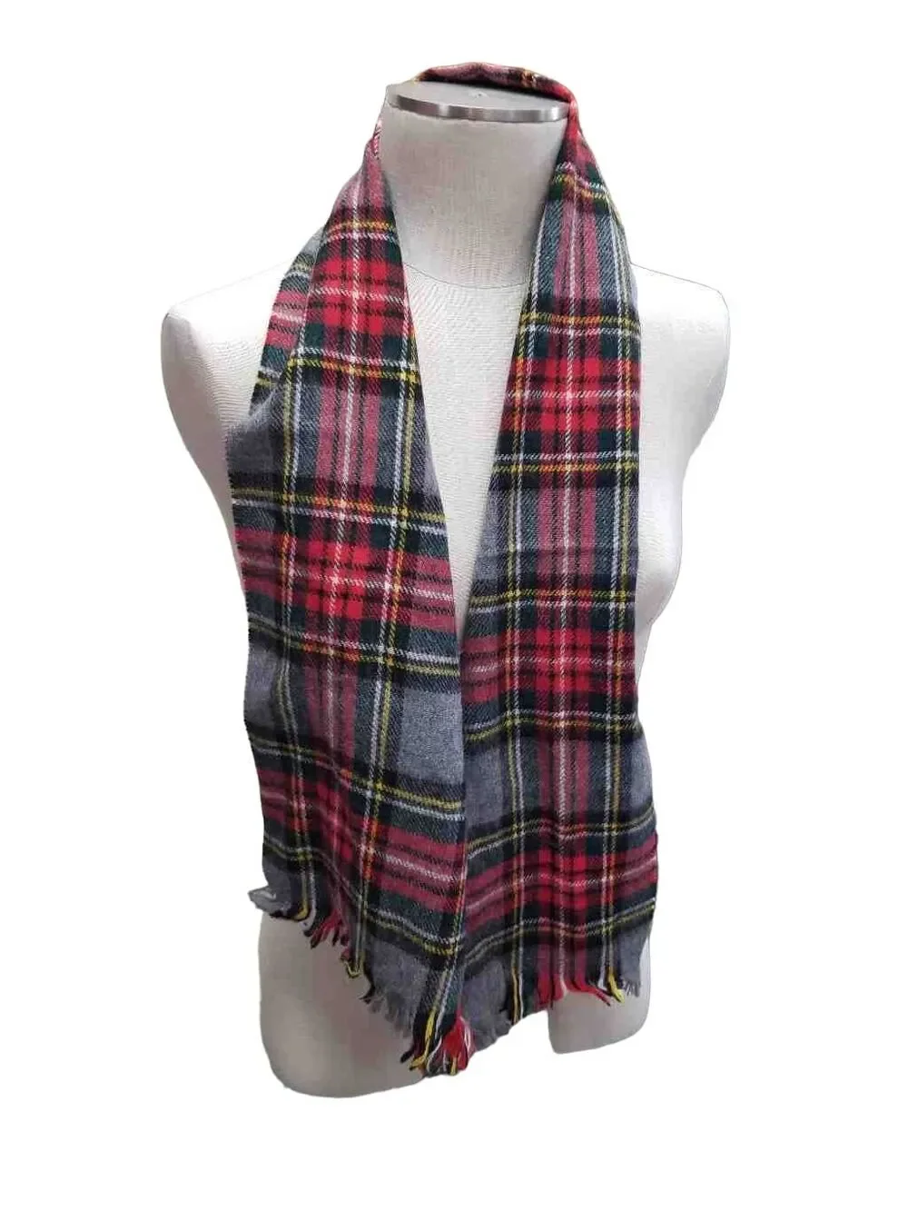 Vintage tartan wool scarf